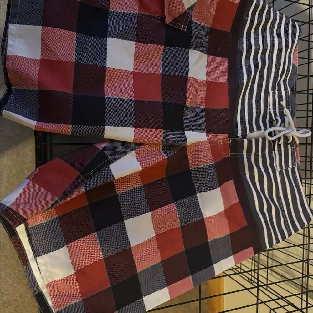 Men’s size 32 Plaid and Striped Swim Shorts